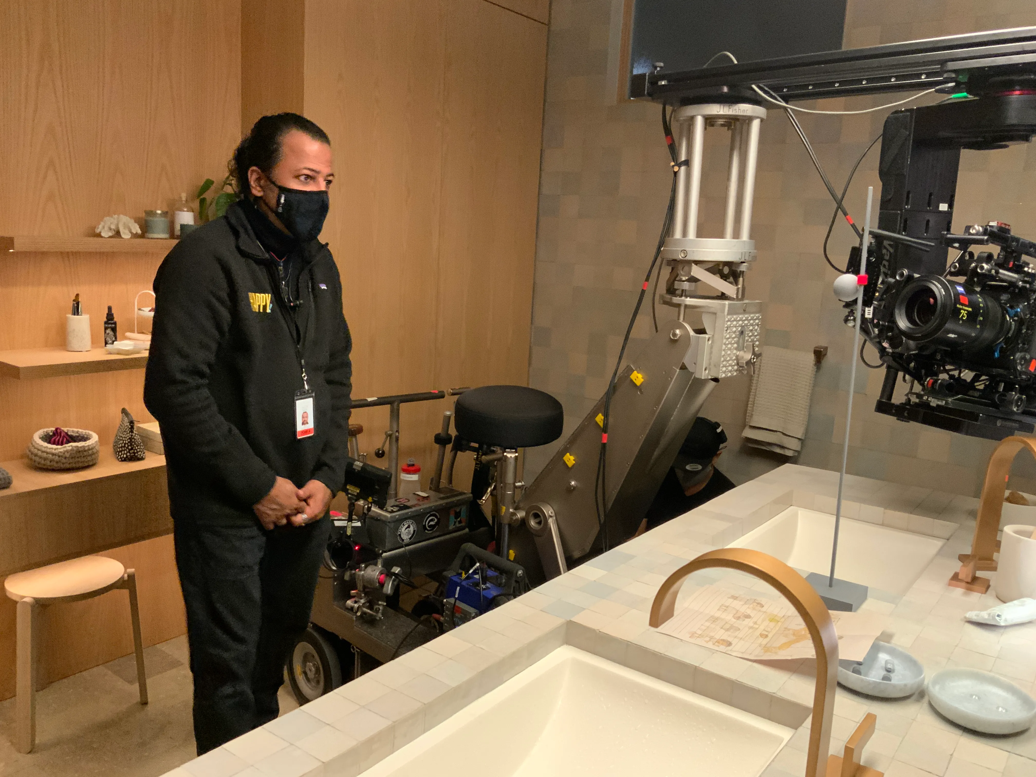 Production still from Swan Song (2021)