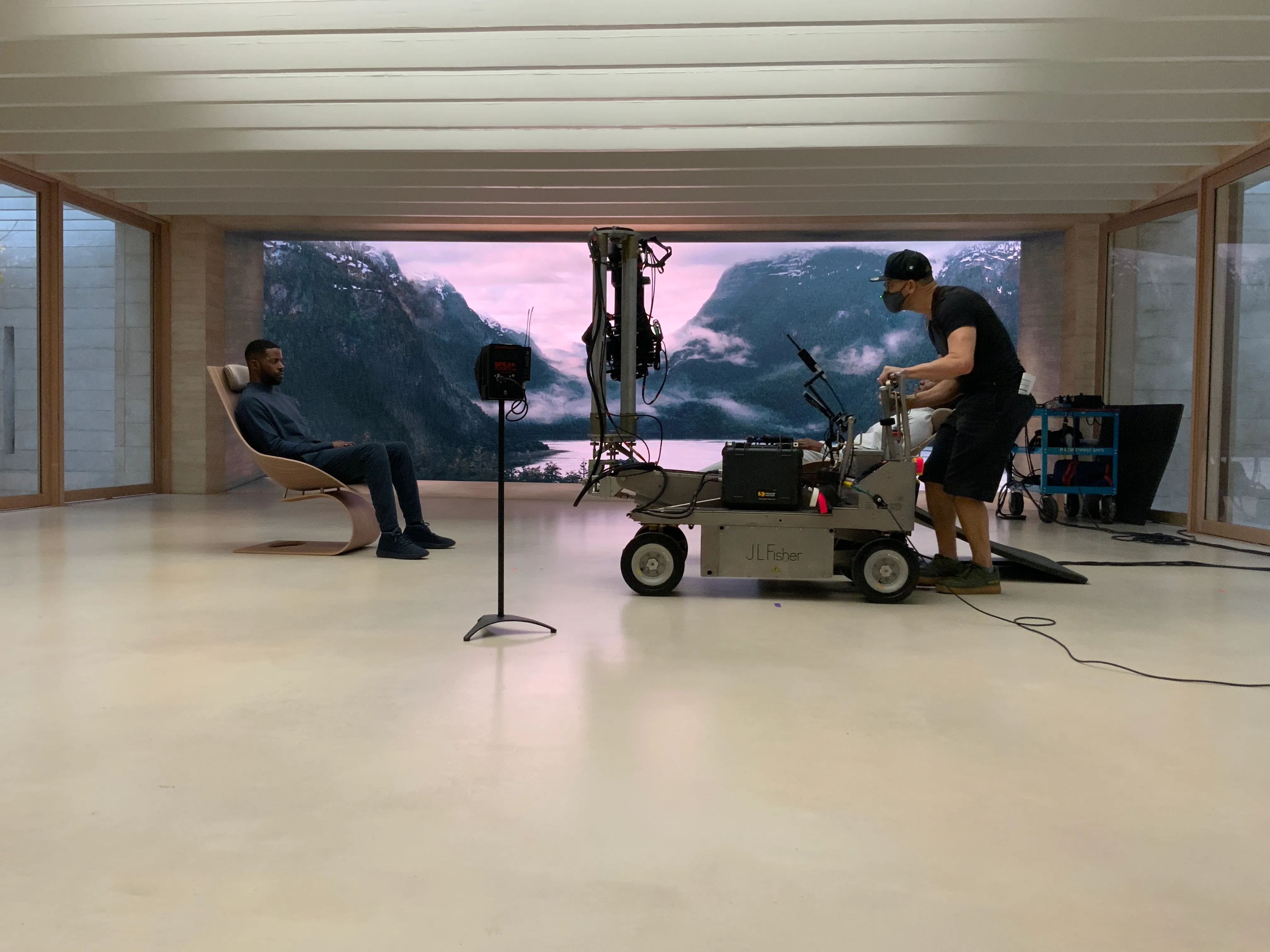 Production still from Swan Song (2021)