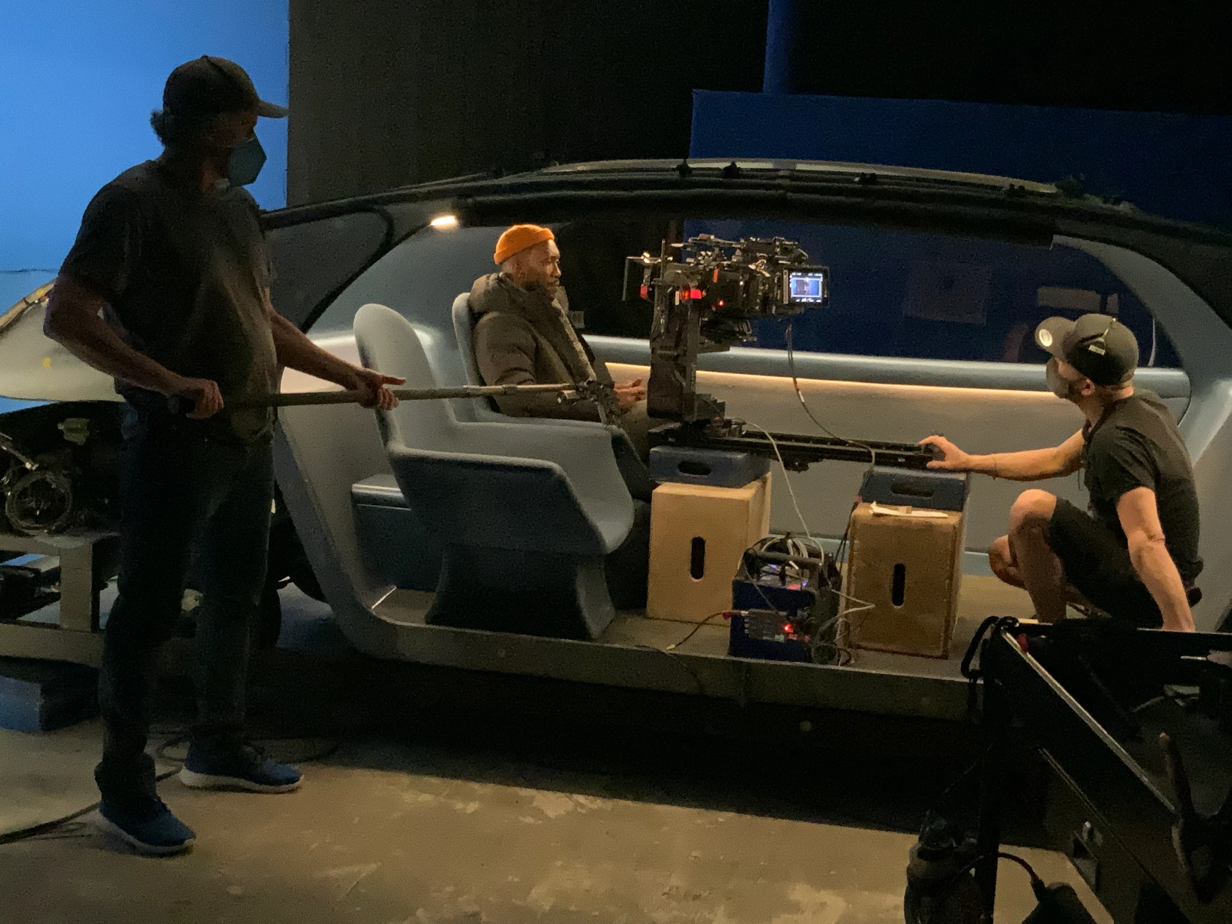 Production still from Swan Song (2021)